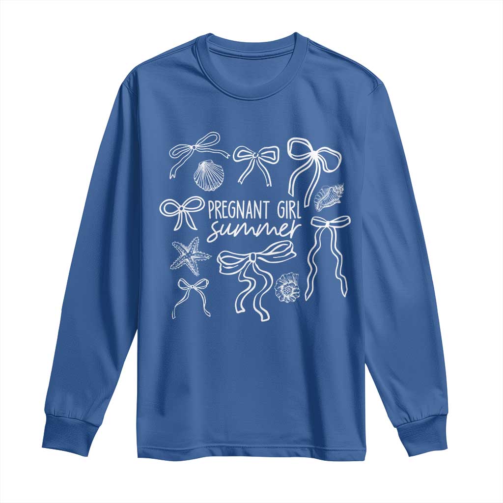 Pregnant Girl Summer Long Sleeve Shirt Beach Pregnancy Announcement Summer Baby Shower TS10 Royal Blue Print Your Wear