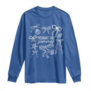 Pregnant Girl Summer Long Sleeve Shirt Beach Pregnancy Announcement Summer Baby Shower TS10 Royal Blue Print Your Wear