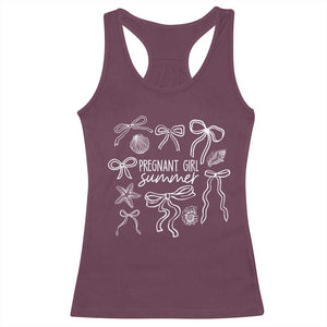 Pregnant Girl Summer Racerback Tank Top Beach Pregnancy Announcement Summer Baby Shower TS10 Maroon Print Your Wear