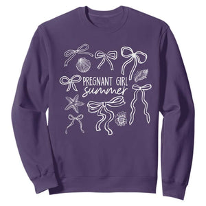 Pregnant Girl Summer Sweatshirt Beach Pregnancy Announcement Summer Baby Shower TS10 Purple Print Your Wear