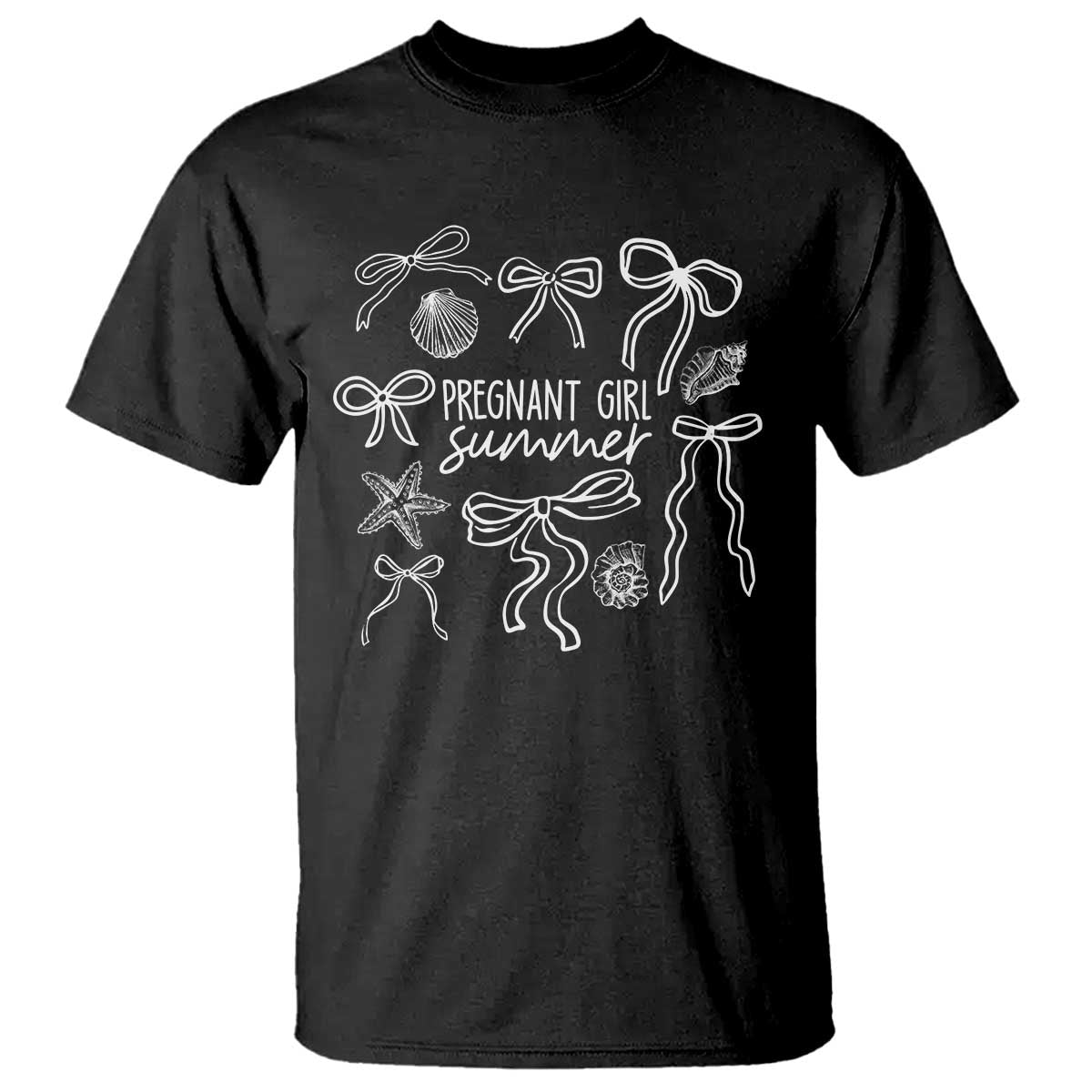 Pregnant Girl Summer T Shirt Beach Pregnancy Announcement Summer Baby Shower TS10 Black Print Your Wear