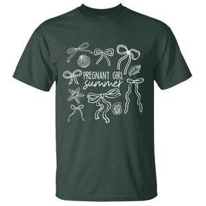 Pregnant Girl Summer T Shirt Beach Pregnancy Announcement Summer Baby Shower TS10 Dark Forest Green Print Your Wear