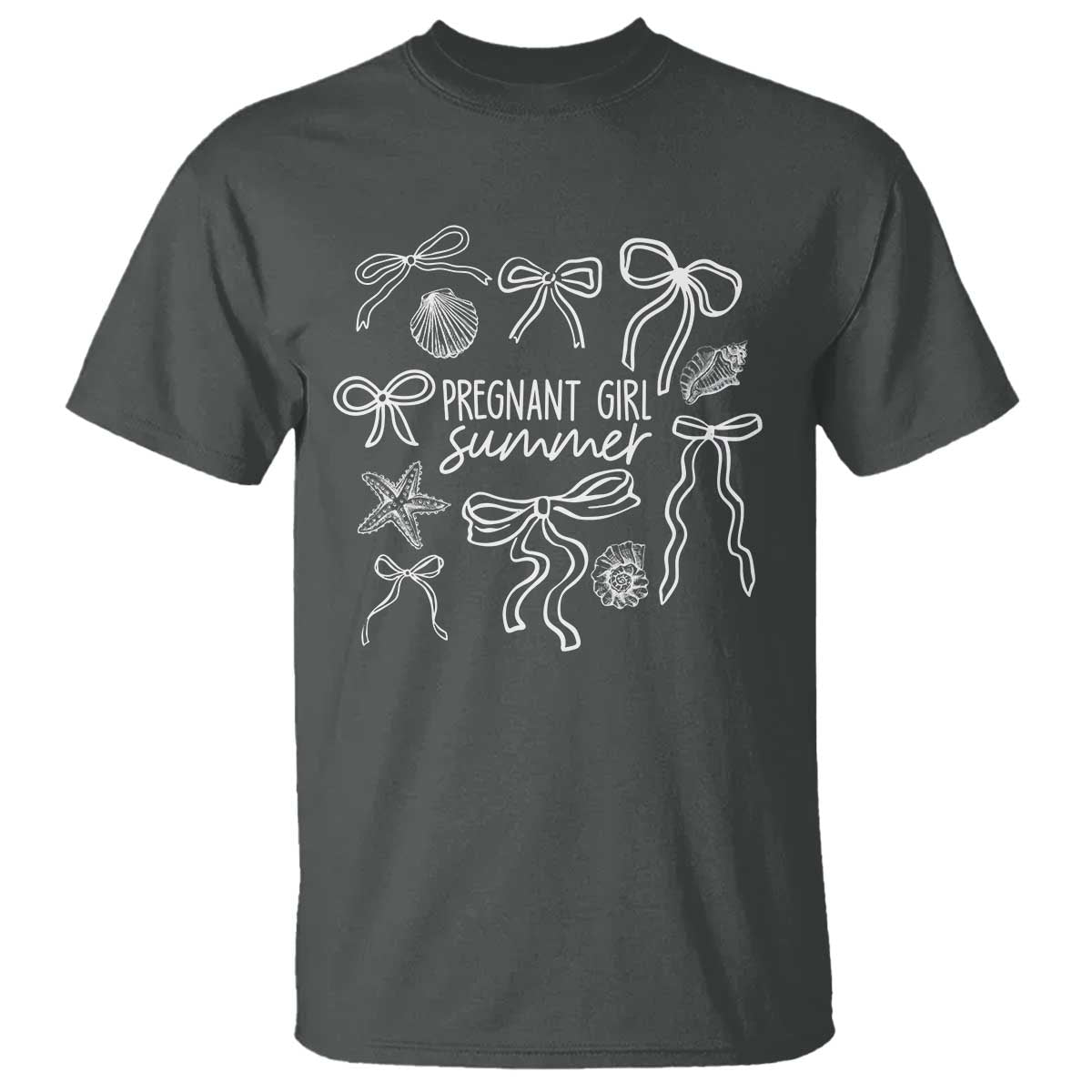 Pregnant Girl Summer T Shirt Beach Pregnancy Announcement Summer Baby Shower TS10 Dark Heather Print Your Wear