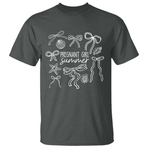 Pregnant Girl Summer T Shirt Beach Pregnancy Announcement Summer Baby Shower TS10 Dark Heather Print Your Wear