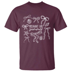 Pregnant Girl Summer T Shirt Beach Pregnancy Announcement Summer Baby Shower TS10 Maroon Print Your Wear