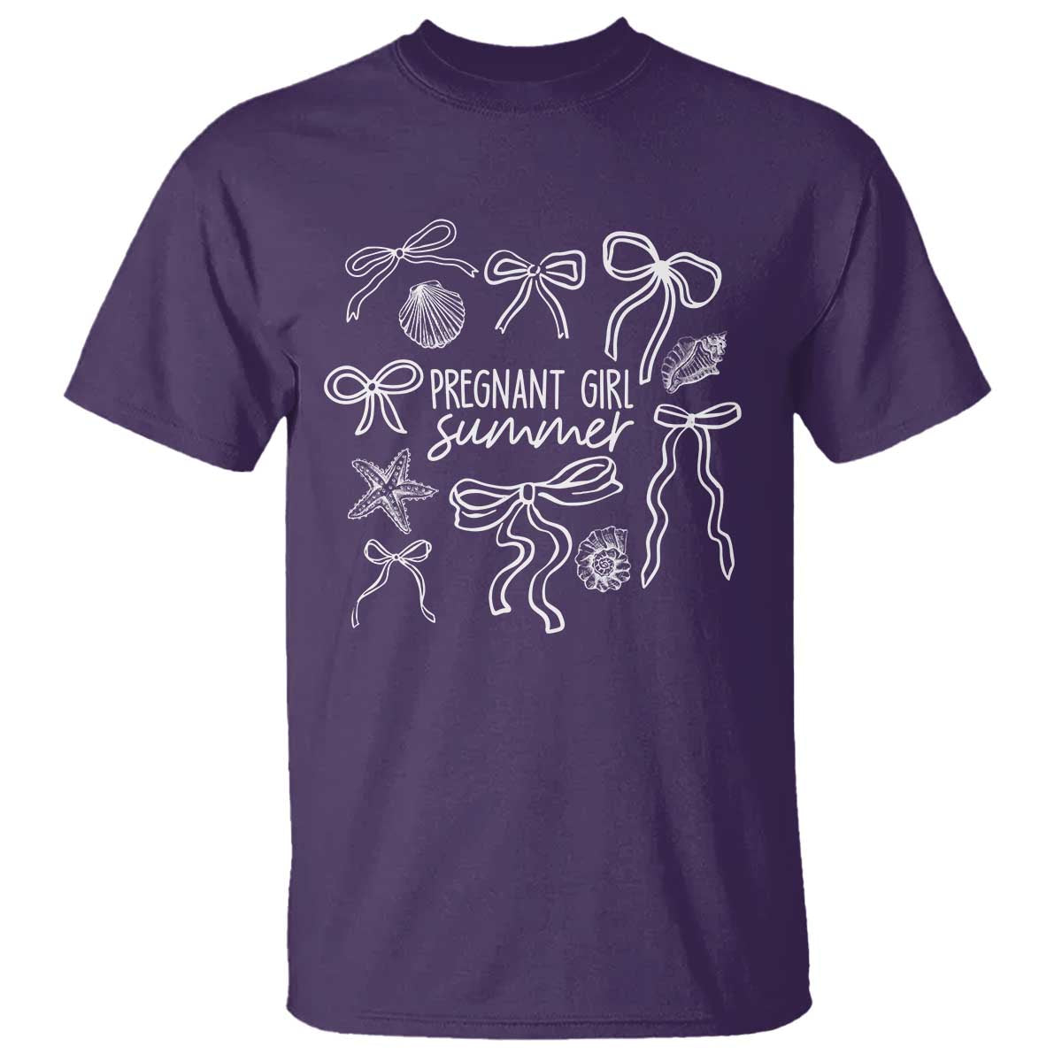 Pregnant Girl Summer T Shirt Beach Pregnancy Announcement Summer Baby Shower TS10 Purple Print Your Wear