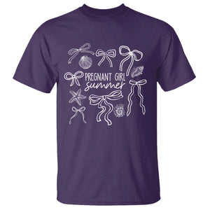 Pregnant Girl Summer T Shirt Beach Pregnancy Announcement Summer Baby Shower TS10 Purple Print Your Wear