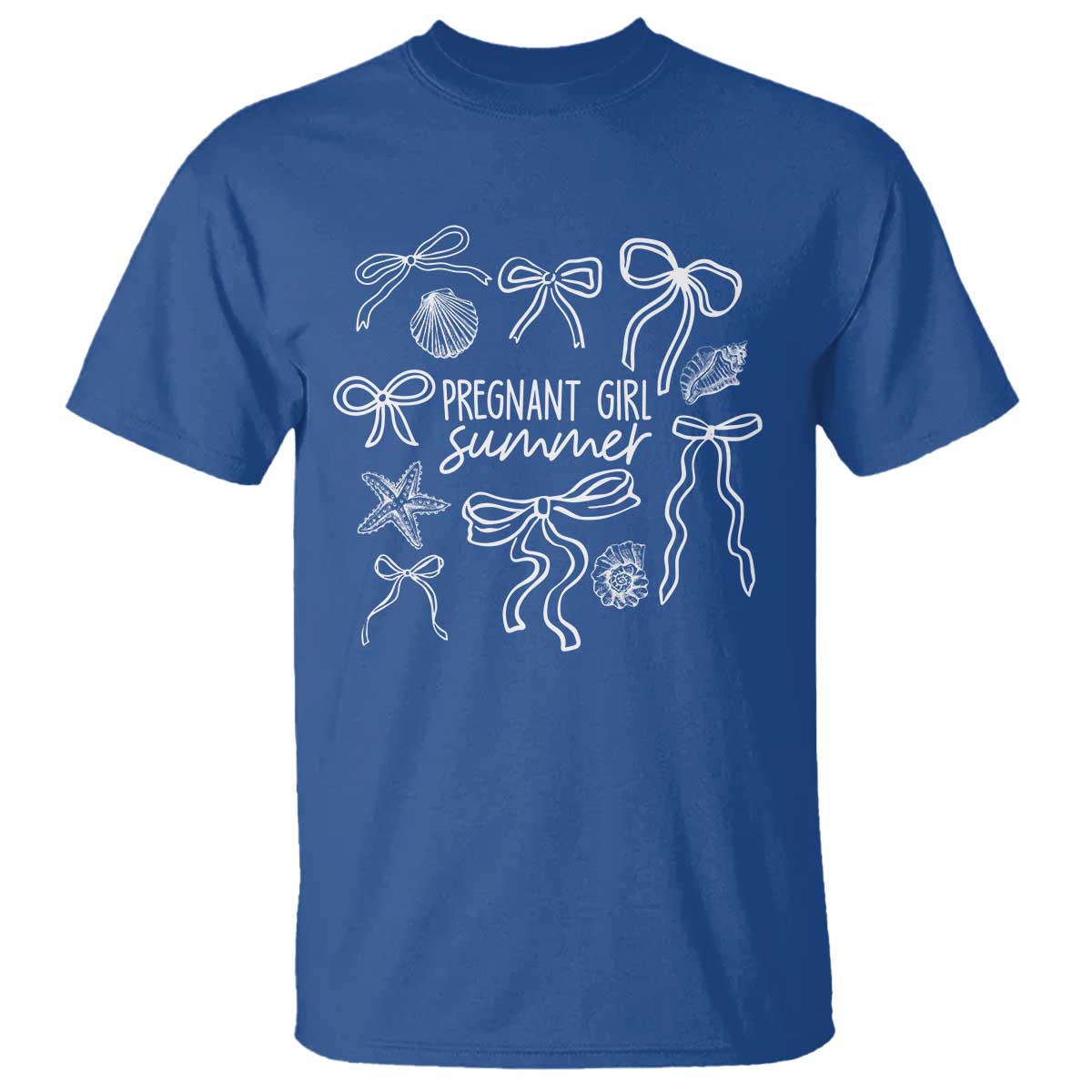 Pregnant Girl Summer T Shirt Beach Pregnancy Announcement Summer Baby Shower TS10 Royal Blue Print Your Wear