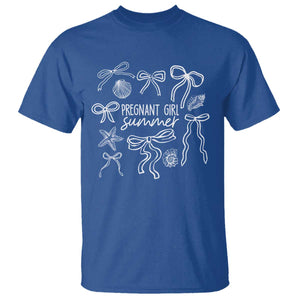 Pregnant Girl Summer T Shirt Beach Pregnancy Announcement Summer Baby Shower TS10 Royal Blue Print Your Wear