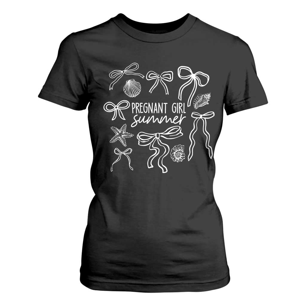 Pregnant Girl Summer T Shirt For Women Beach Pregnancy Announcement Summer Baby Shower TS10 Black Print Your Wear