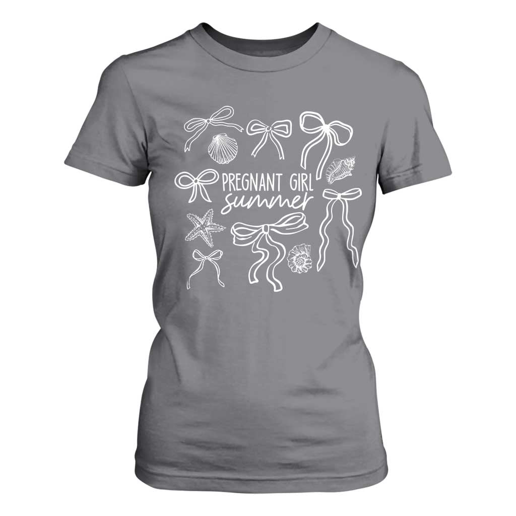 Pregnant Girl Summer T Shirt For Women Beach Pregnancy Announcement Summer Baby Shower TS10 Charcoal Print Your Wear