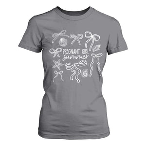 Pregnant Girl Summer T Shirt For Women Beach Pregnancy Announcement Summer Baby Shower TS10 Charcoal Print Your Wear