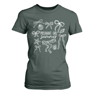Pregnant Girl Summer T Shirt For Women Beach Pregnancy Announcement Summer Baby Shower TS10 Dark Forest Green Print Your Wear