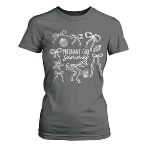 Pregnant Girl Summer T Shirt For Women Beach Pregnancy Announcement Summer Baby Shower TS10 Dark Heather Print Your Wear