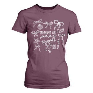 Pregnant Girl Summer T Shirt For Women Beach Pregnancy Announcement Summer Baby Shower TS10 Maroon Print Your Wear