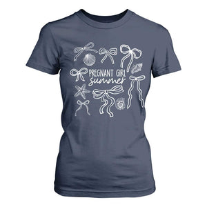Pregnant Girl Summer T Shirt For Women Beach Pregnancy Announcement Summer Baby Shower TS10 Navy Print Your Wear