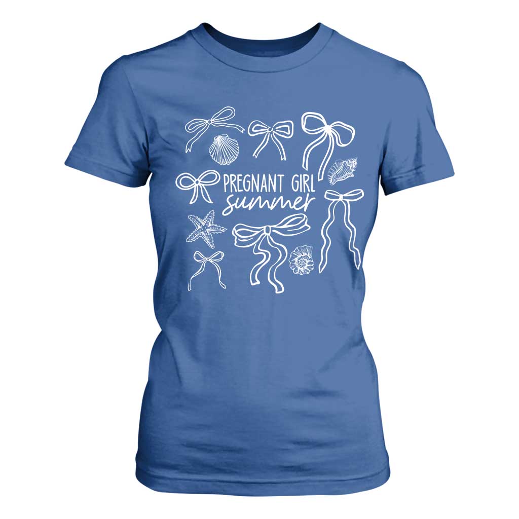 Pregnant Girl Summer T Shirt For Women Beach Pregnancy Announcement Summer Baby Shower TS10 Royal Blue Print Your Wear