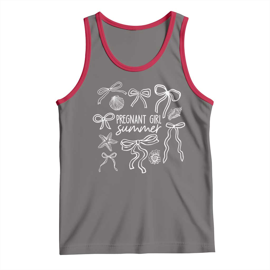Pregnant Girl Summer Tank Top Beach Pregnancy Announcement Summer Baby Shower TS10 Deep Heather Red Print Your Wear
