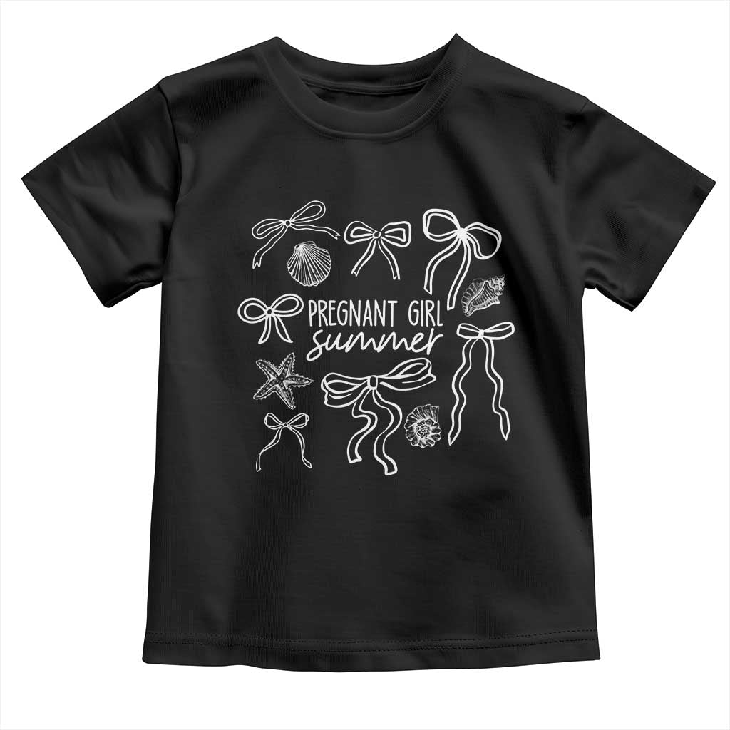 Pregnant Girl Summer Toddler T Shirt Beach Pregnancy Announcement Summer Baby Shower TS10 Black Print Your Wear