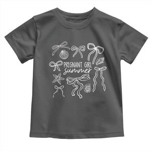 Pregnant Girl Summer Toddler T Shirt Beach Pregnancy Announcement Summer Baby Shower TS10 Dark Heather Print Your Wear