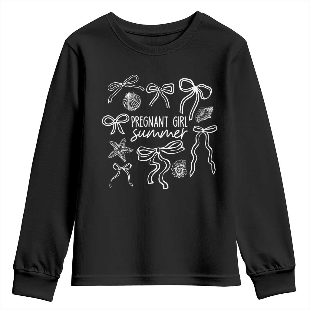 Pregnant Girl Summer Youth Sweatshirt Beach Pregnancy Announcement Summer Baby Shower TS10 Black Print Your Wear