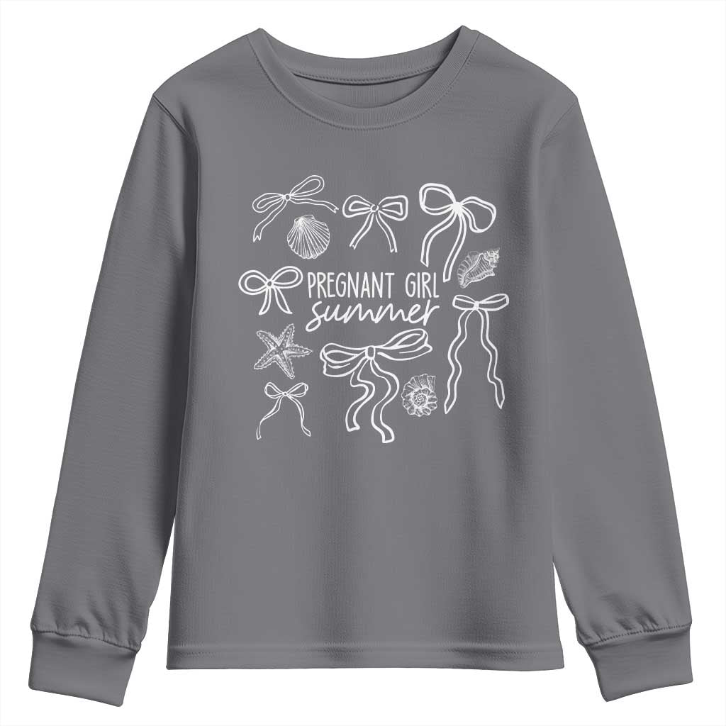 Pregnant Girl Summer Youth Sweatshirt Beach Pregnancy Announcement Summer Baby Shower TS10 Charcoal Print Your Wear