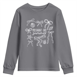 Pregnant Girl Summer Youth Sweatshirt Beach Pregnancy Announcement Summer Baby Shower TS10 Charcoal Print Your Wear