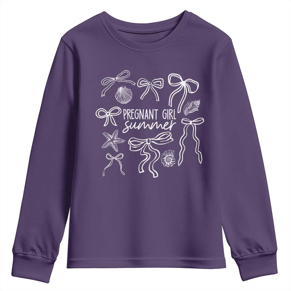 Pregnant Girl Summer Youth Sweatshirt Beach Pregnancy Announcement Summer Baby Shower TS10 Purple Print Your Wear