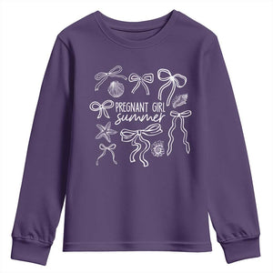 Pregnant Girl Summer Youth Sweatshirt Beach Pregnancy Announcement Summer Baby Shower TS10 Purple Print Your Wear