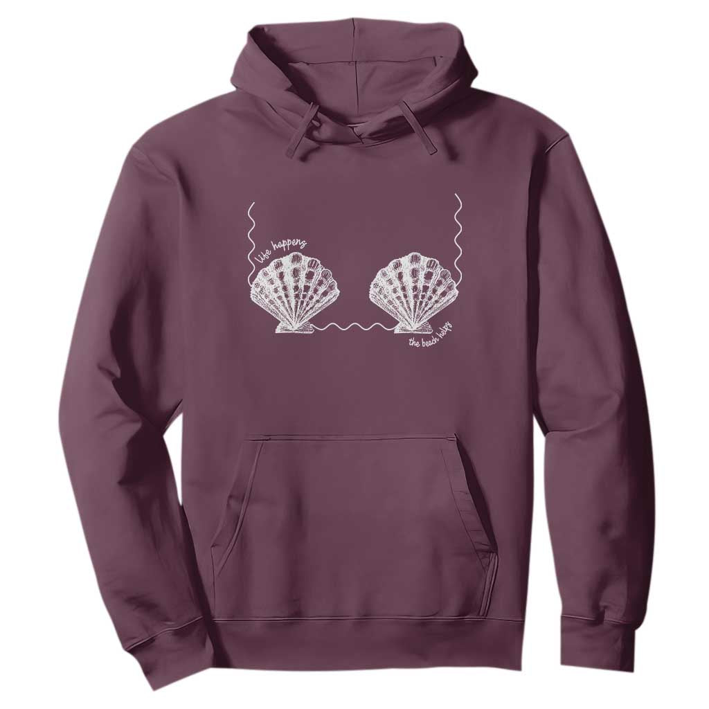 Seashell Bra Hoodie Mermaid Cute Summer Beach Vacation TS10 Maroon Print Your Wear