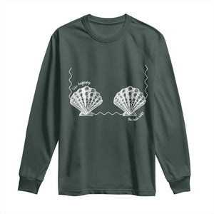 Seashell Bra Long Sleeve Shirt Mermaid Cute Summer Beach Vacation TS10 Dark Forest Green Print Your Wear