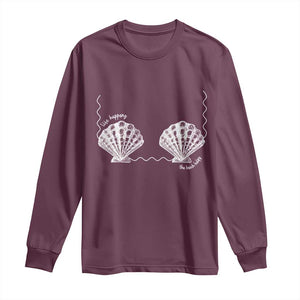 Seashell Bra Long Sleeve Shirt Mermaid Cute Summer Beach Vacation TS10 Maroon Print Your Wear