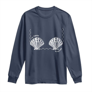 Seashell Bra Long Sleeve Shirt Mermaid Cute Summer Beach Vacation TS10 Navy Print Your Wear