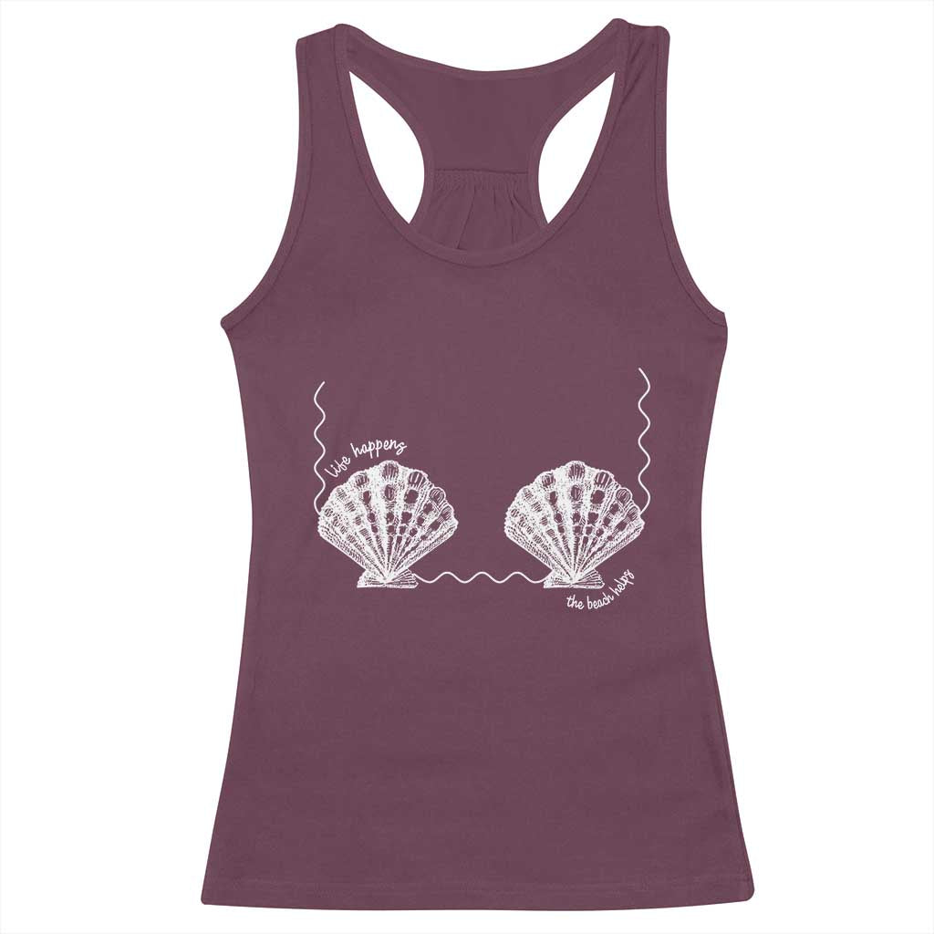 Seashell Bra Racerback Tank Top Mermaid Cute Summer Beach Vacation TS10 Maroon Print Your Wear