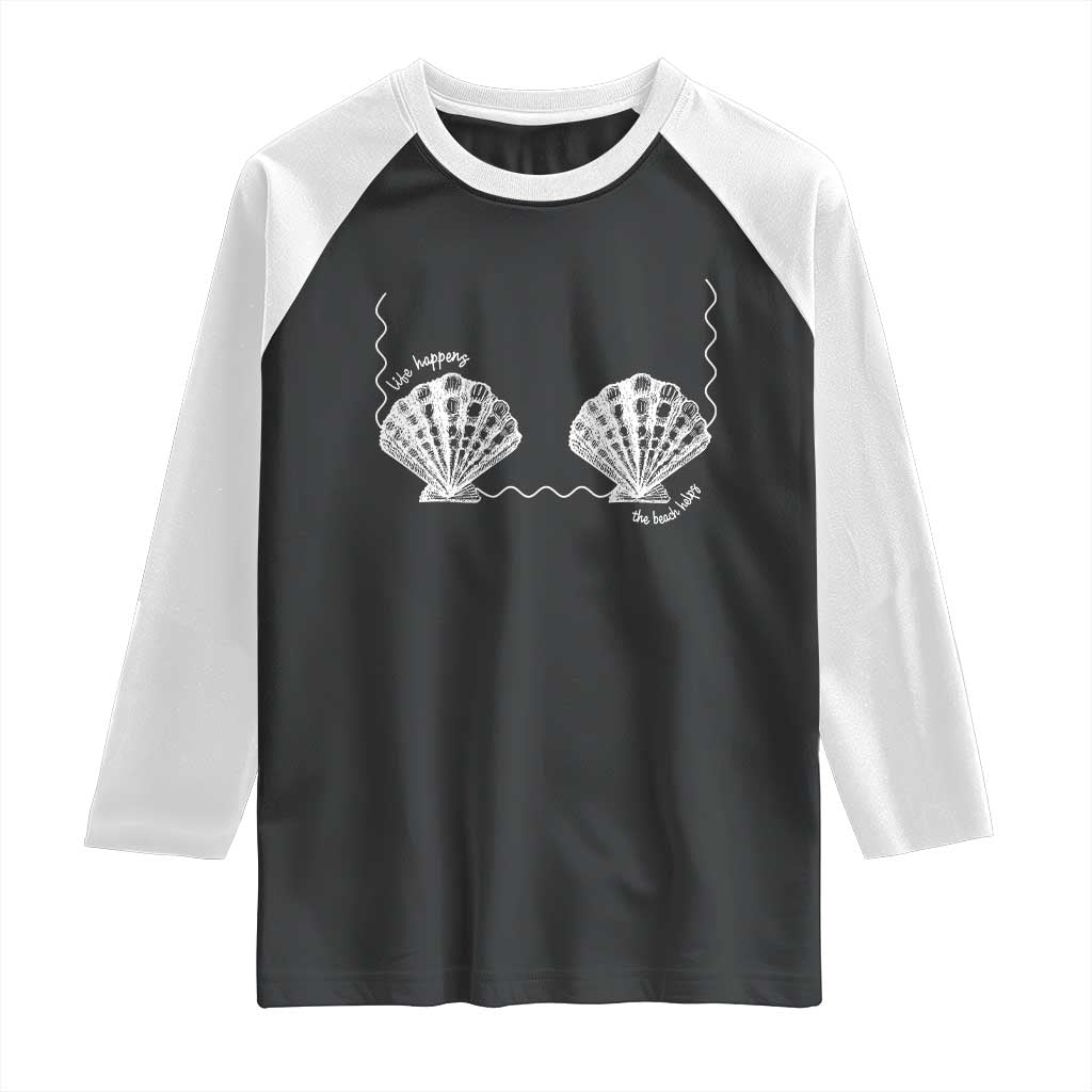 Seashell Bra Raglan Shirt Mermaid Cute Summer Beach Vacation TS10 Black White Print Your Wear
