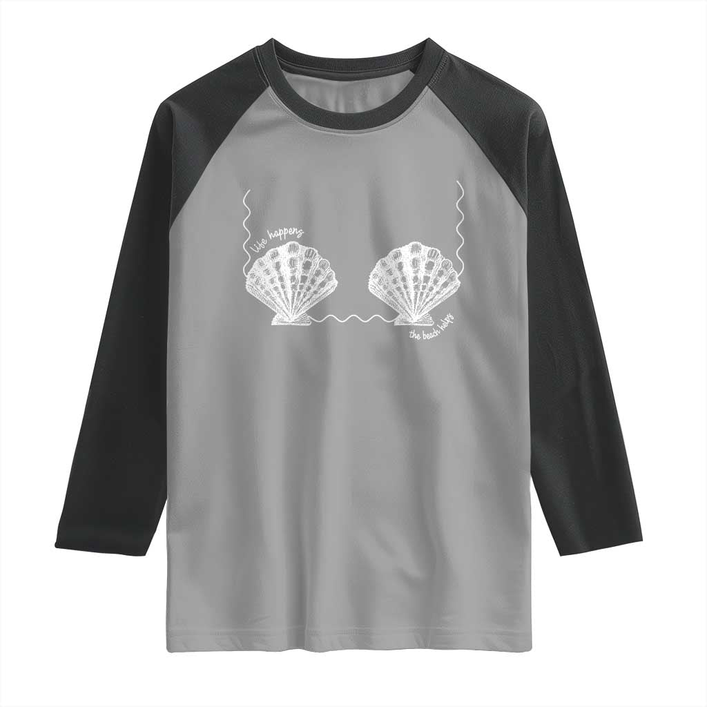 Seashell Bra Raglan Shirt Mermaid Cute Summer Beach Vacation TS10 Sport Gray Black Print Your Wear
