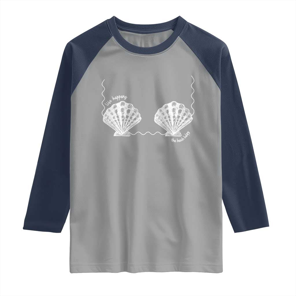 Seashell Bra Raglan Shirt Mermaid Cute Summer Beach Vacation TS10 Sport Gray Navy Print Your Wear