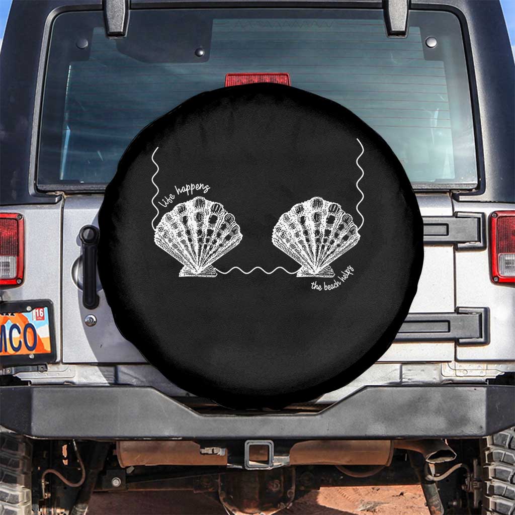 Seashell Bra Spare Tire Cover Mermaid Cute Summer Beach Vacation TS10 No hole Black Print Your Wear