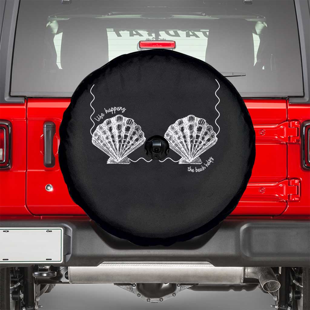 Seashell Bra Spare Tire Cover Mermaid Cute Summer Beach Vacation TS10 Black Print Your Wear