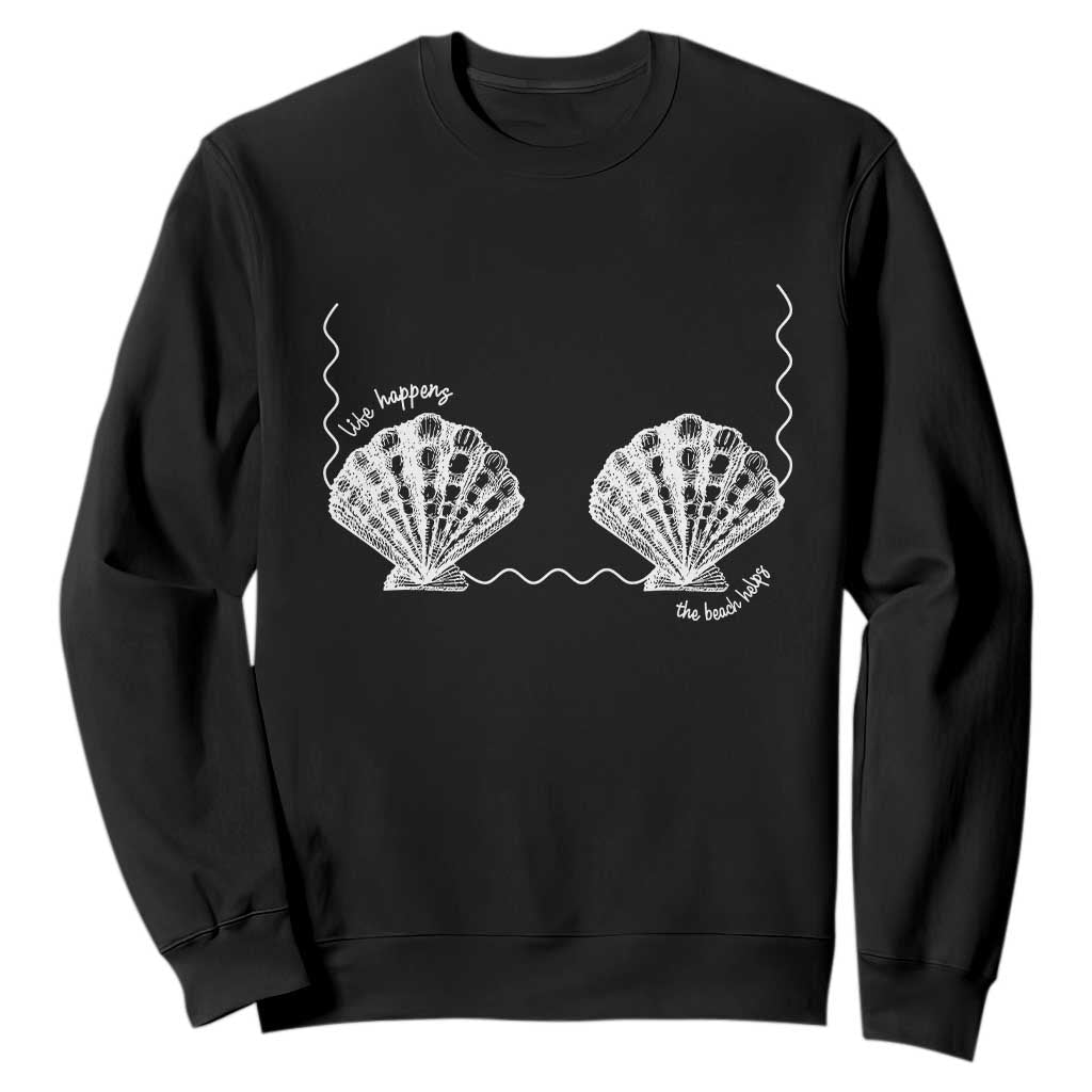 Seashell Bra Sweatshirt Mermaid Cute Summer Beach Vacation TS10 Black Print Your Wear