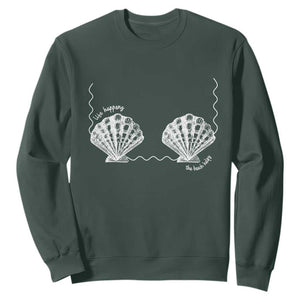 Seashell Bra Sweatshirt Mermaid Cute Summer Beach Vacation TS10 Dark Forest Green Print Your Wear
