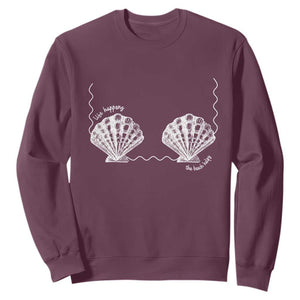 Seashell Bra Sweatshirt Mermaid Cute Summer Beach Vacation TS10 Maroon Print Your Wear
