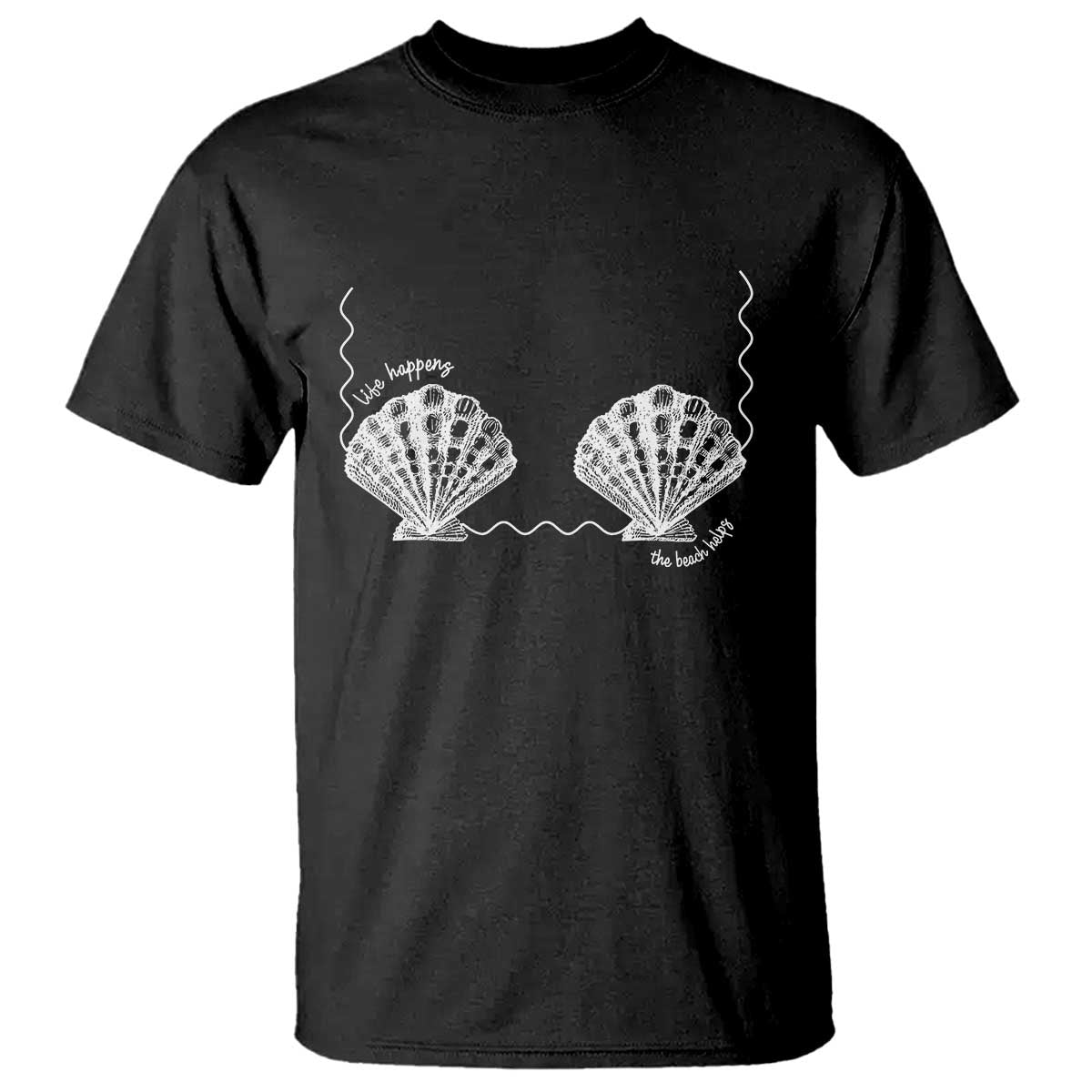Seashell Bra T Shirt Mermaid Cute Summer Beach Vacation TS10 Black Print Your Wear