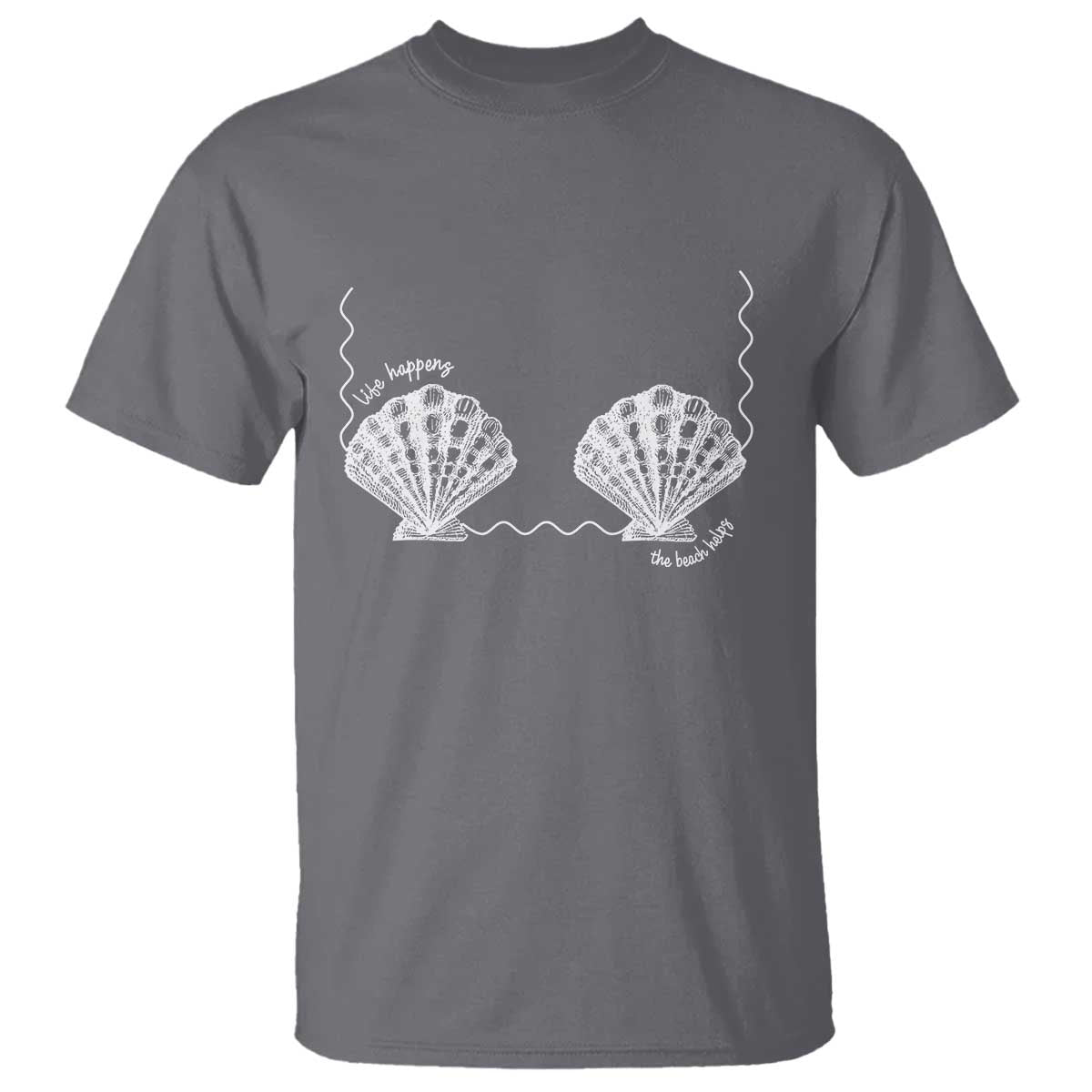 Seashell Bra T Shirt Mermaid Cute Summer Beach Vacation TS10 Charcoal Print Your Wear