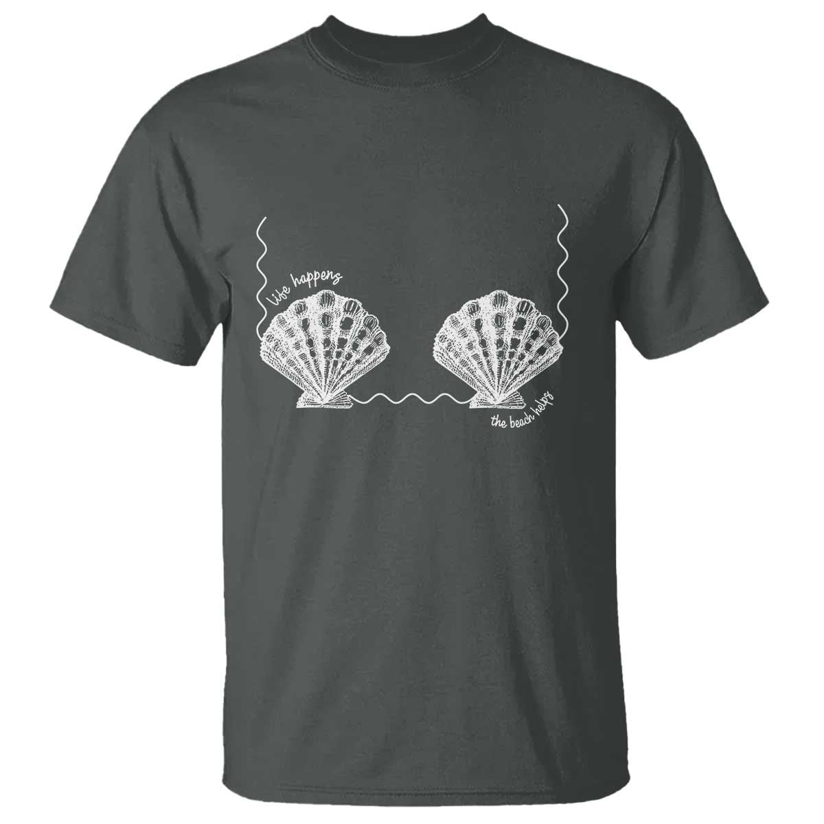 Seashell Bra T Shirt Mermaid Cute Summer Beach Vacation TS10 Dark Heather Print Your Wear