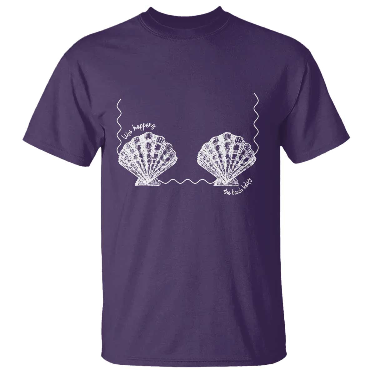 Seashell Bra T Shirt Mermaid Cute Summer Beach Vacation TS10 Purple Print Your Wear