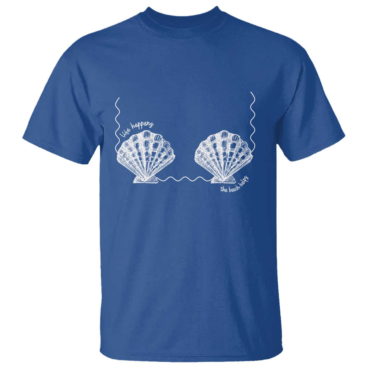 Seashell Bra T Shirt Mermaid Cute Summer Beach Vacation TS10 Royal Blue Print Your Wear
