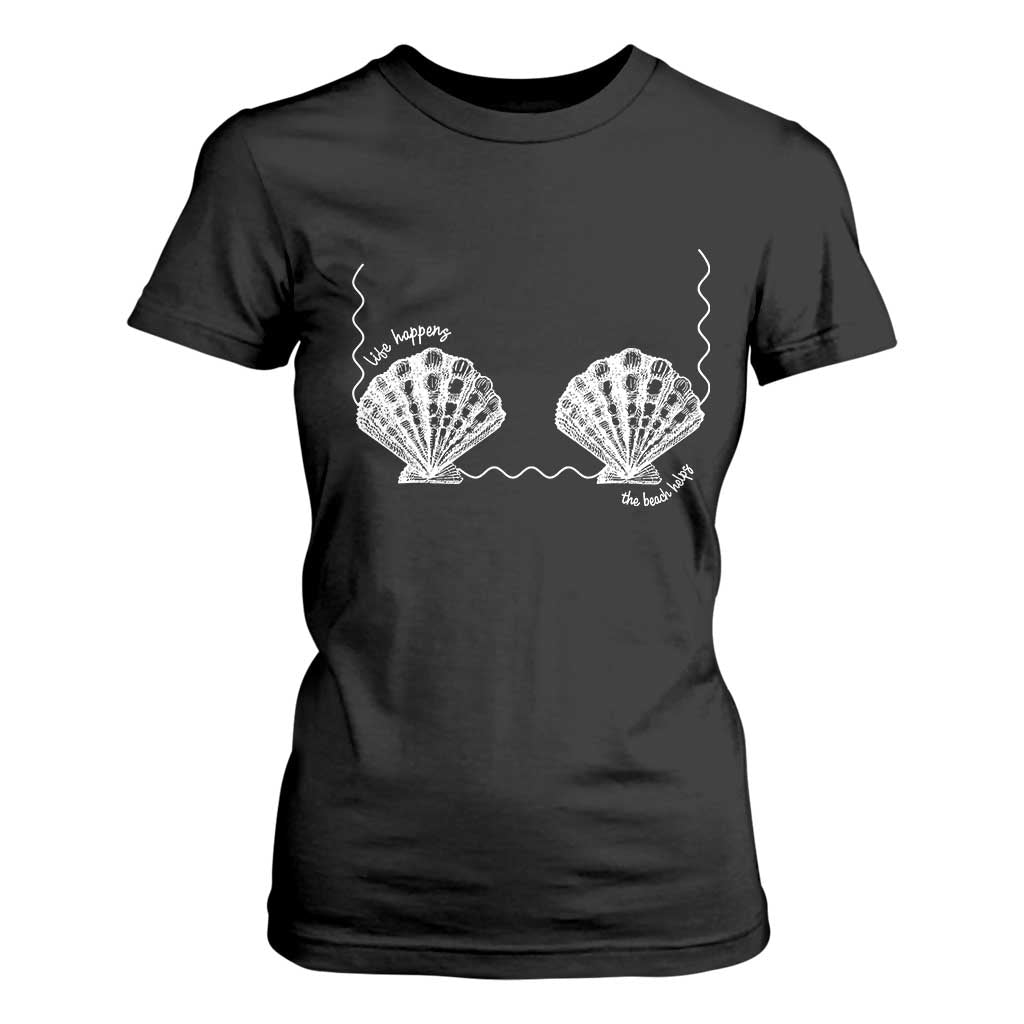Seashell Bra T Shirt For Women Mermaid Cute Summer Beach Vacation TS10 Black Print Your Wear