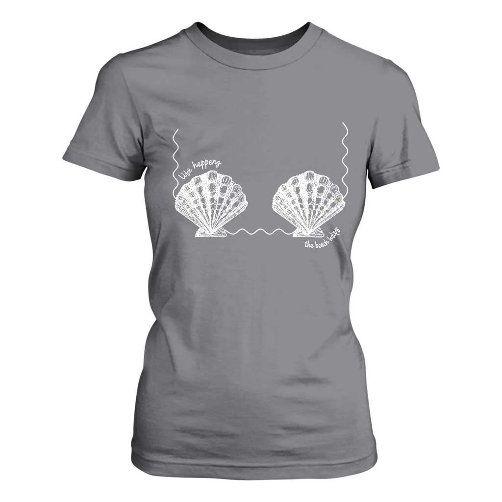Seashell Bra T Shirt For Women Mermaid Cute Summer Beach Vacation TS10 Charcoal Print Your Wear