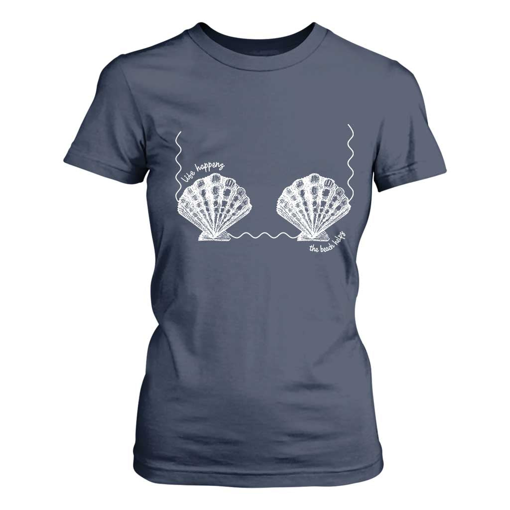 Seashell Bra T Shirt For Women Mermaid Cute Summer Beach Vacation TS10 Navy Print Your Wear